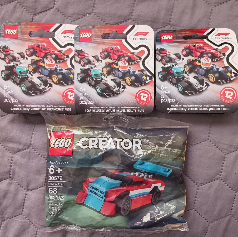 LEGO Race Car Lot! 3- Mini Formula 1 Car & Creator Race Car #30572 New Sealed
